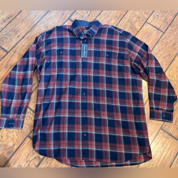 Falcon Bay shirt men’s 3XLT plaid red blue button down cotton soft NWT christmas - Picture 1 of 12